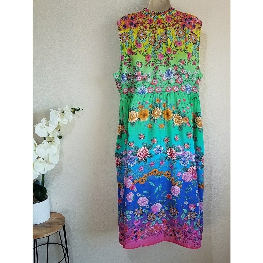 Johnny Was Rainbow Field Ruffle Tank Dress - Picture 3 of 10